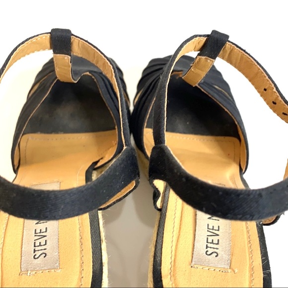 Steve Madden Women's Radley Espadrille Wedge T-Strap Peep Toe Sandal in Black - Picture 10 of 16